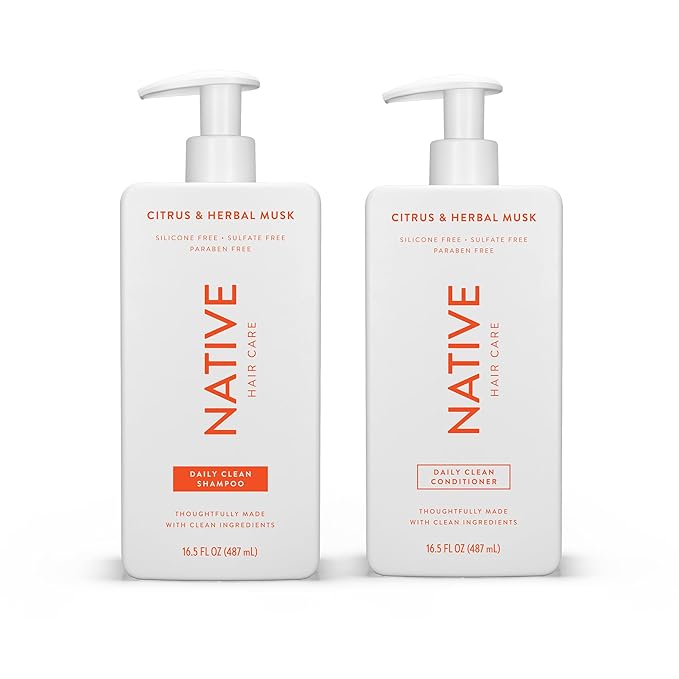 Native Shampoo and Conditioner contain Naturally Derived Ingredients | All Hair Types, Color & Treated, Fine to Dry Damaged | Sulfate & Dye Free | Citrus & Herbal Musk, 16.5 fl oz each (2 pack)