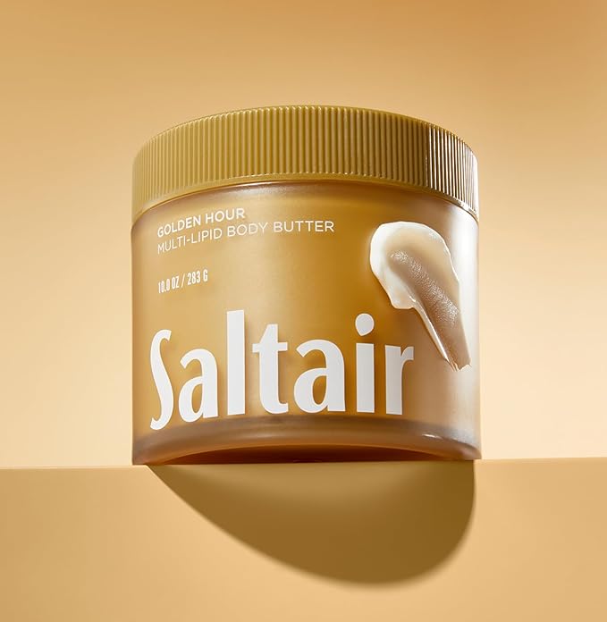 Saltair Multi-Lipid Body Butter - Rich, Nourishing Hydrating Body Cream with Ceramide Complex, Coconut Oil, Shea Butter, and Sea Buckthorn. Moisturizing Dry Skin Care. 10oz Jar - Golden Hour