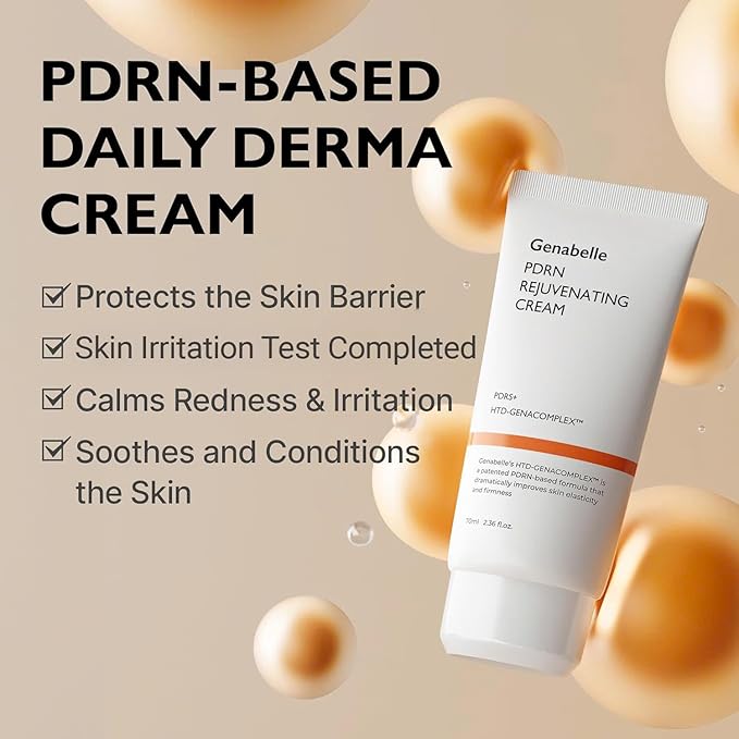 Genabelle PDRN Rejuvenating Cream - Lightweight Moisturizer with Original PDRN, CICA, Hyaluronic Acid - Nourishing, Hydrating, and Soothing Formula - 2.36 fl.oz