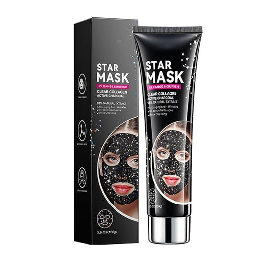 Blackhead Remover Mask, Collagen Peel Off Face Mask with Bamboo Charcoal, Oil Control, Deep Cleansing for Face & Nose Blackhead Removal Pore Cleaner for Men Women 3.5 oz