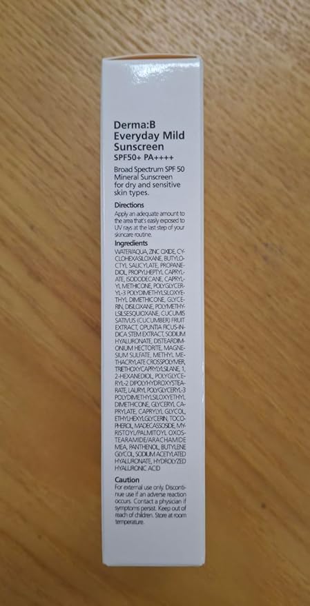 Derma B Everyday Mild Sunscreen SPF50+ PA++++ 1.69 Fl Oz, 50ml Fast-Absorbing Lightweight SPF Sunblock Moisturizer, Facial Body Non-Sticky for Dewy Skin, Korean Sunscreen Lotion for Sensitive Skin