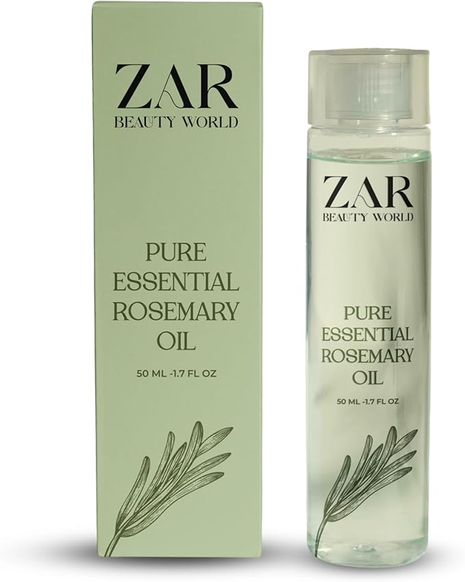Zar Essential Oil for Skin & Hair: 100% Pure | Reduces Dandruff | Strengthens & Stimulates Hair Growth | Promotes Silky Hair | Enhances Skin Tone & Texture - 50ml (50ML, Rosemary)