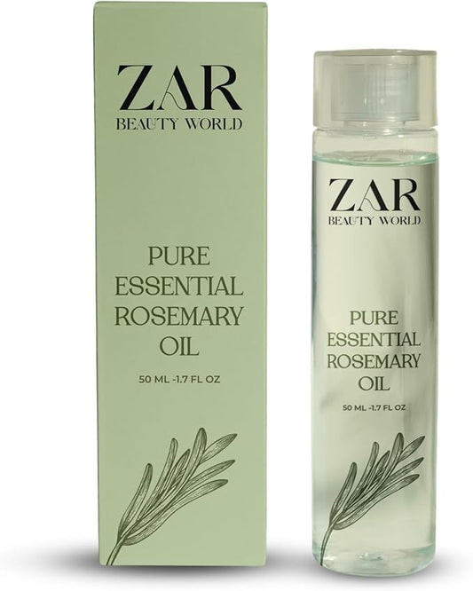 Zar Essential Oil for Skin & Hair: 100% Pure | Reduces Dandruff | Strengthens & Stimulates Hair Growth | Promotes Silky Hair | Enhances Skin Tone & Texture - 50ml (50ML, Rosemary)