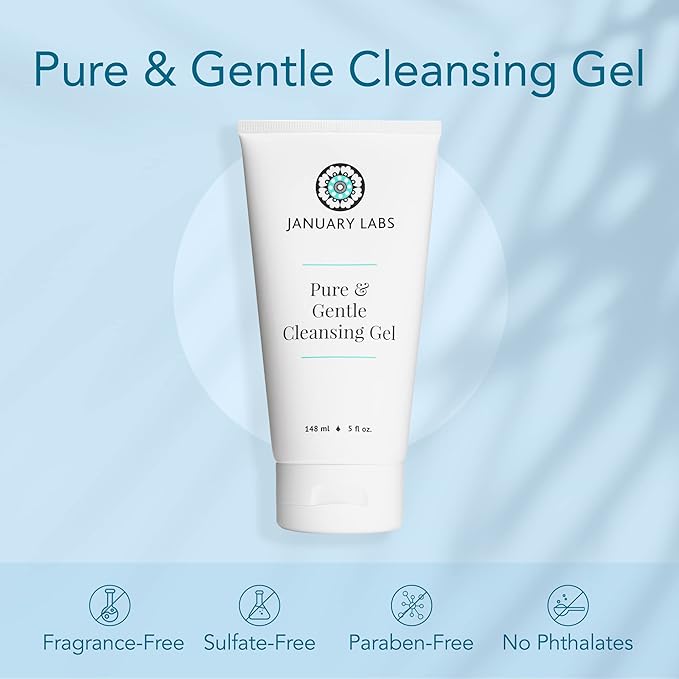 January Labs Pure & Gentle Face Cleanser Gel, Face Wash for All Skin Types, Dry Skin, Sensitive, Acne Prone Skin, Skin Care Essential, 5 Oz