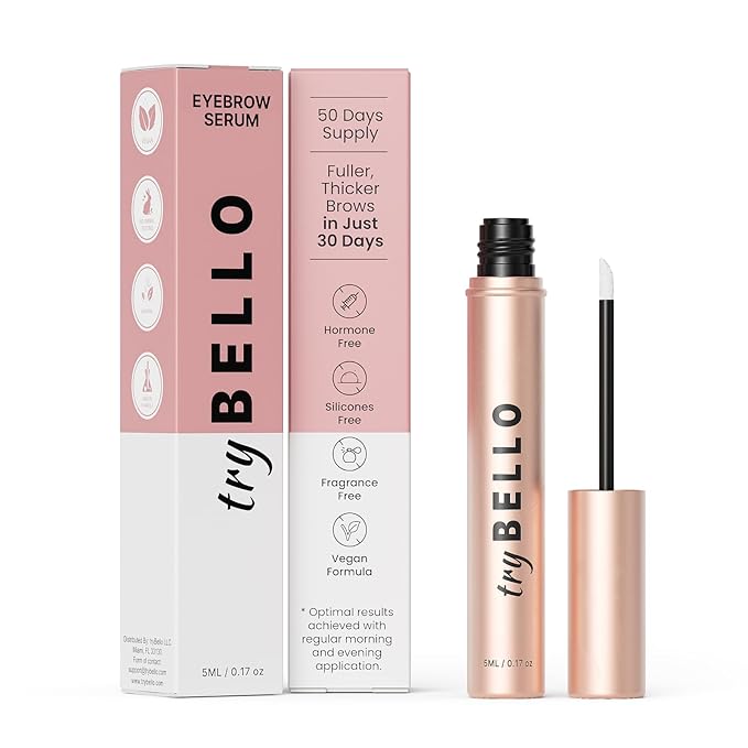 Trybello Eyebrow Growth Serum | Natural Thickening & Strengthening Formula for Fuller Eyebrows | Biotin, Peptides, and Botanical Extracts | No Parabens, Silicones, PEGs | Vegan, Gentle, Non-Irritating