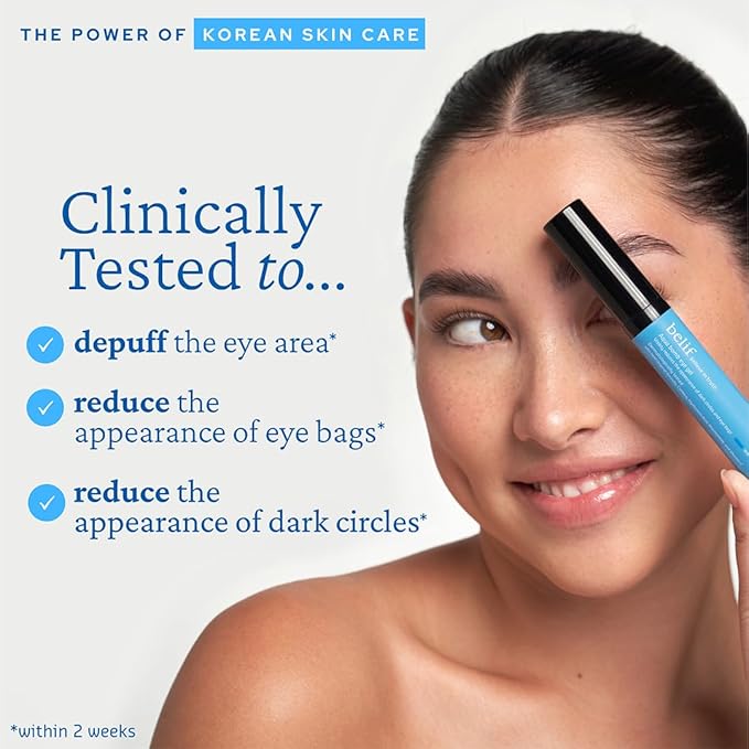 belif Aqua Bomb Cooling Eye Gel - Caffeine & Hyaluronic Acid for Puffiness & Hydration, Niacinamide & Vitamin C for Dark Circles, Adenosine & Collagen for Plumping & Firming, Korean Skin Care