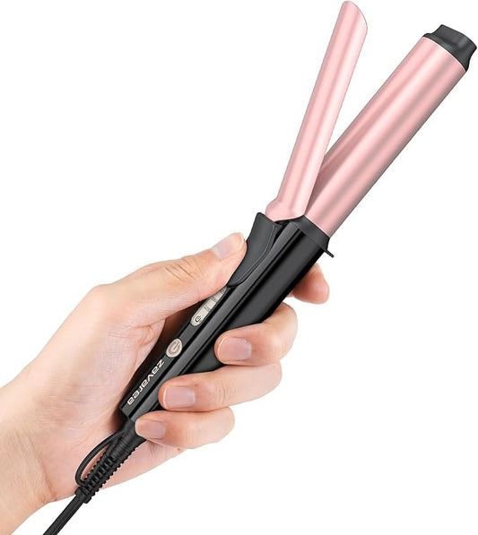 Zavarea Curling Iron for Short Hair, Mini Hair Curler with 1 Inch Ceramic Barrel, 3 Adjustable Temp, Portable Design, Instant Heating, Dual Voltage for Travel, Auto Shut-Off, Includes Storage Bag
