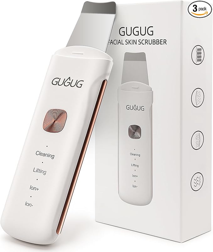 GUGUG Skin Scrubber 4-in-1 Waterproof Facial Spatula for Deep Cleansing, Blackhead Removal Tools, Pore Cleaner for Face