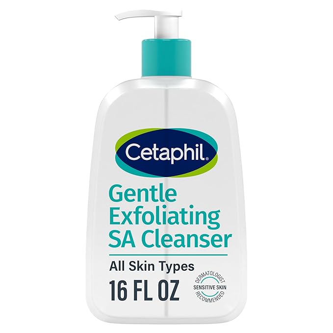 Cetaphil Gentle Exfoliating SA Cleanser, Foaming Gel Cleanser for All Skin Types, 16 Oz Pump Bottle, Salicylic Acid, Mandelic Acid & Gluconolactone, Gently Exfoliates, Dermatologist Recommended Brand