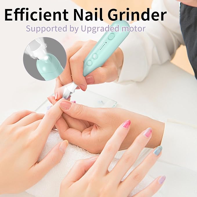 Manicure Pedicure Kit for Women, Professional Nail Grinder for Senior Thick Toenail, Cordless Electric Nail File, 5 Speeds Pedicure Tools for feet Callus Remover, Nail Drill for Women Hand Feet Care