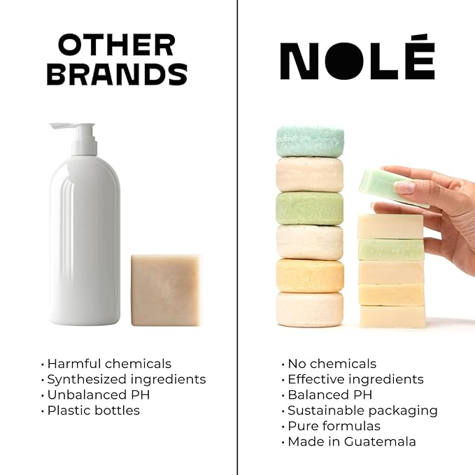 NOLE CARE Sustainable Bar Shampoo and Conditioner (2 pack) with Citrus & Batana Oil, for Oily Hair - Sustainable, PH Balanced, Sulfate Free, Plastic Free - 5.12 Oz