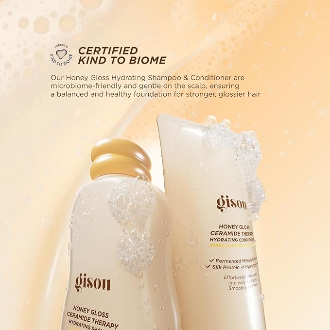 Gisou Honey Gloss Hair Wash Duo - Hydrating Shampoo & Conditioner with Fermented Mirsalehi Honey, Biomimetic Ceramides & Hyaluronic Acid, Strength & Glossy Shine, For All Hair Types