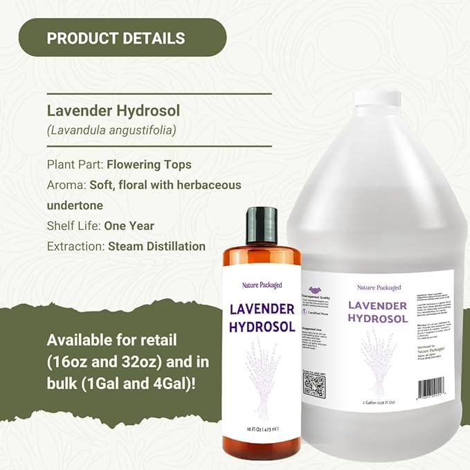 Lavender Hydrosol - Pure Steam Distilled Floral Water Spray for Face Toner, Facial Mist & DIY Skincare - Lavandula Angustifolia Hydrating Skin Refresher & Linen Spray - 100% Natural 1 Gallon