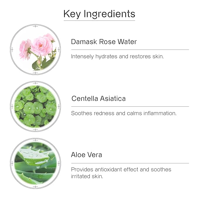 Peptide Recovery Mask with Cica and Rose Water, Calms and Soothes, Antioxidant-Rich Sheet Mask for Sensitive Skin, 7 Count