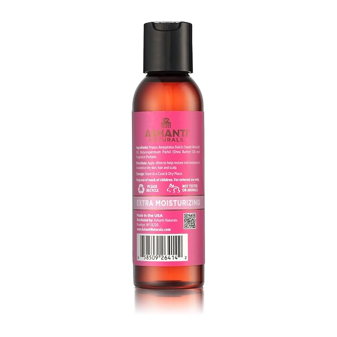 Ashanti Naturals Pure Shea and Sweet Almond Oil for Hair and Skin | Moisturizing Body Oil for Dry Skin, Scalp and Hair [Fragrance: Pink Kisses, 4 oz]