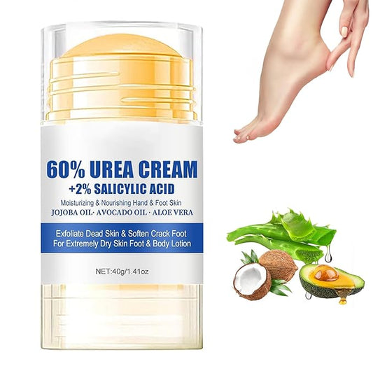 60% Urea Foot Cream Care Stick for Feet Plus 2% Salicylic Acid, 2026 New Urea Heel Stick Cream 60 Percent Foot Callus Remover Cream for Feet Maximum Strength, for Dry Cracked Heels, Hands, Knees (2)