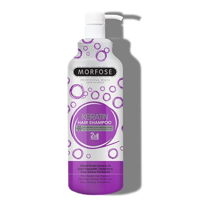 Morfose Keratin Shampoo for Very Damaged and Processed Hair - Infused with Keratin Protein for Silky Softness, Enrichment, Easy Combing, Smoothness, and Strength, 33.81 Fl Oz