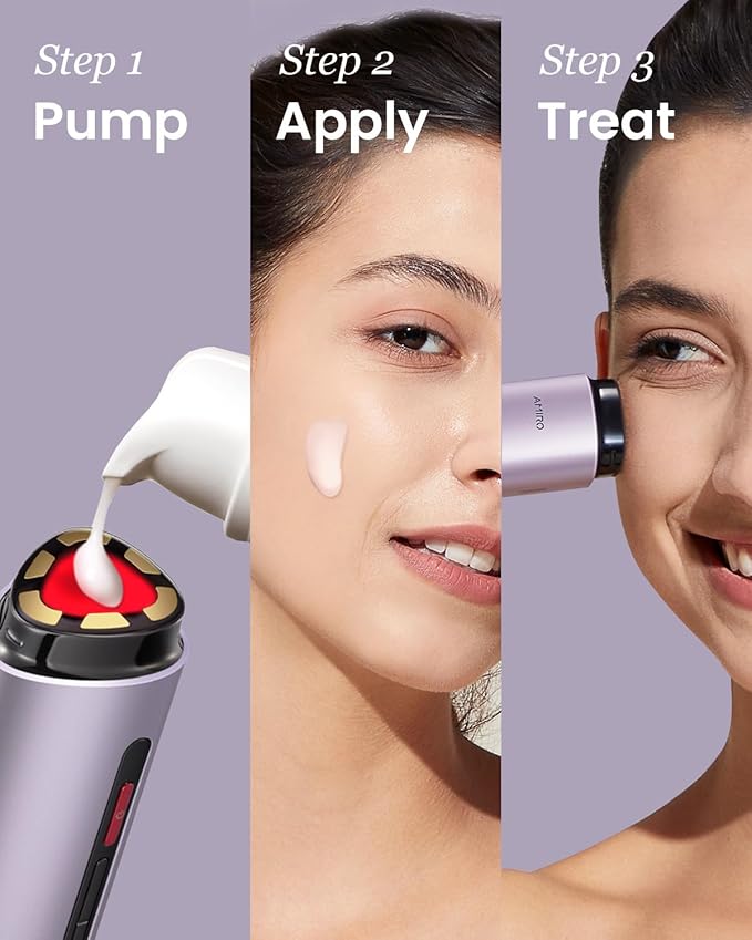 AMIRO R3 Turbo Facial Beauty Tool – Full-Face & Eye Area Skincare Enhancer for a Lifted-Looking, Smoother Appearance – Purple