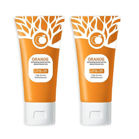 Orange Exfoliating Gel, Moisturizer Face Body Scrub Gel,Deep Cleansing Moisturizing Facial Exfoliator,Natural Orange Peeling Gel Face Scrub (2PCS)