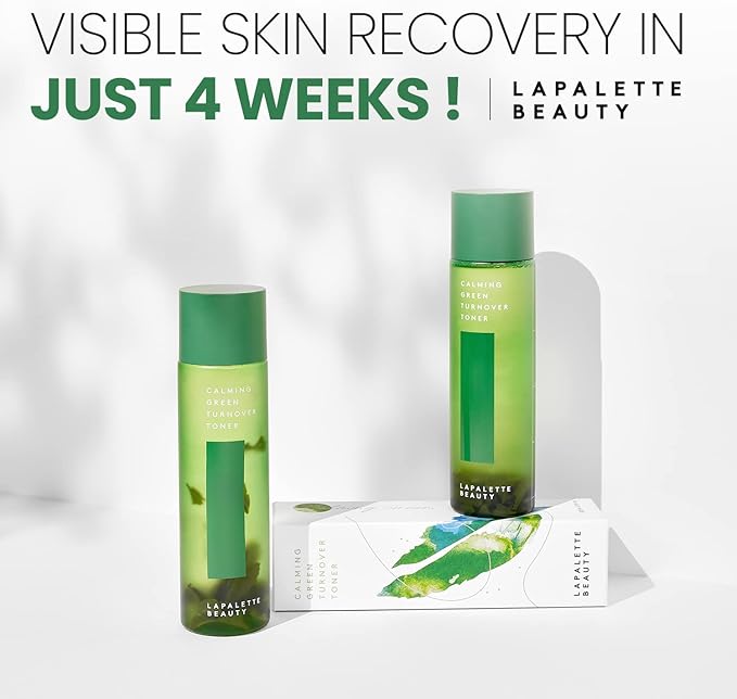 LAPALETTE Calming Green Turnover Toner | Green Tea | Hydrating & Moisturizing | Gentle Peeling with Natural Aha, Bha & PHA Ingredients | Red, Irritated Skin | Vegan | Korean Skincare 6.75fl.oz