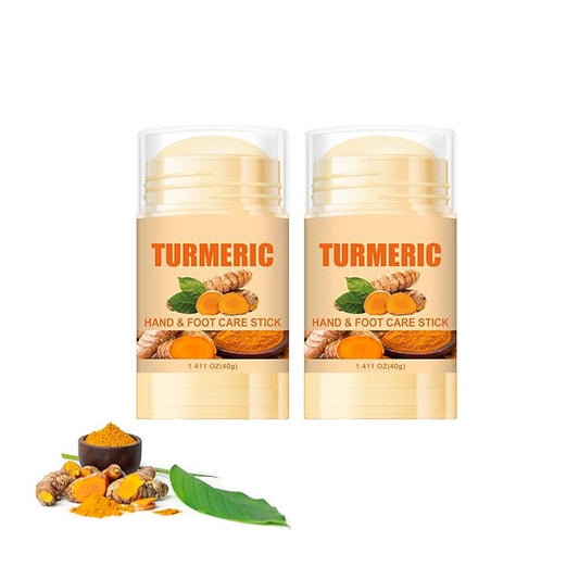 2 Pcs Turmeric Hand & Foot Care Stick，Turmeric Foot Cream，Moisturizing Softening Hand and Foot Cream Stick for Hands, Elbows, Knees, and Feet，Suitable for all people，1.411 OZ Each