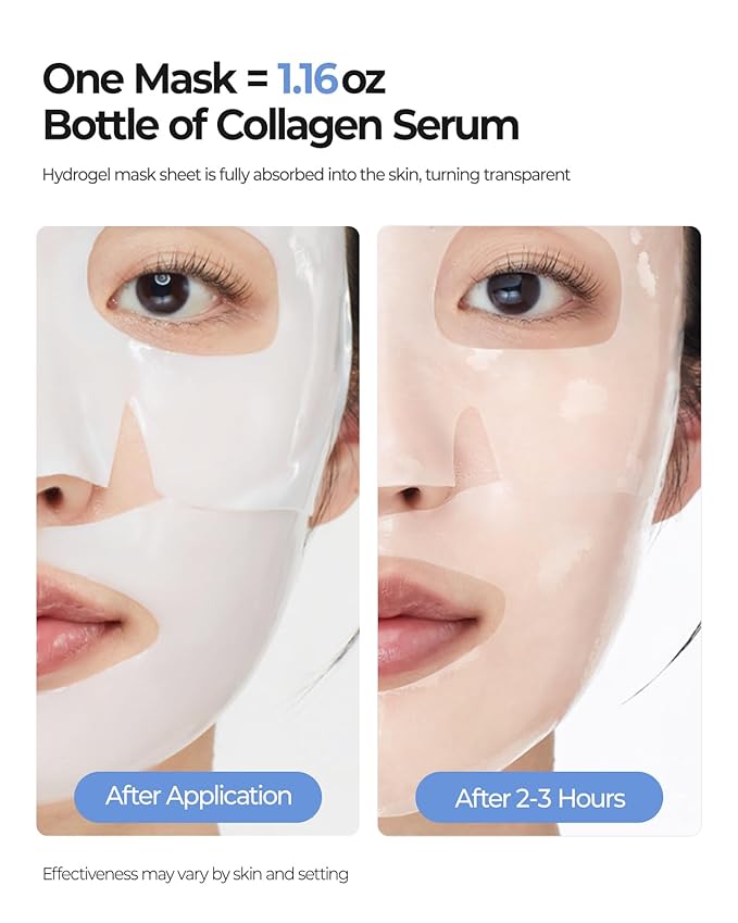 6 Pcs Bio-Collagen Face Mask, Overnight Hydrating Hydrogel Face Masks for All Skin Types - Fine Lines, Elasticity, Pore Minimizing, Firming, Glass Skin Korean Skin Care