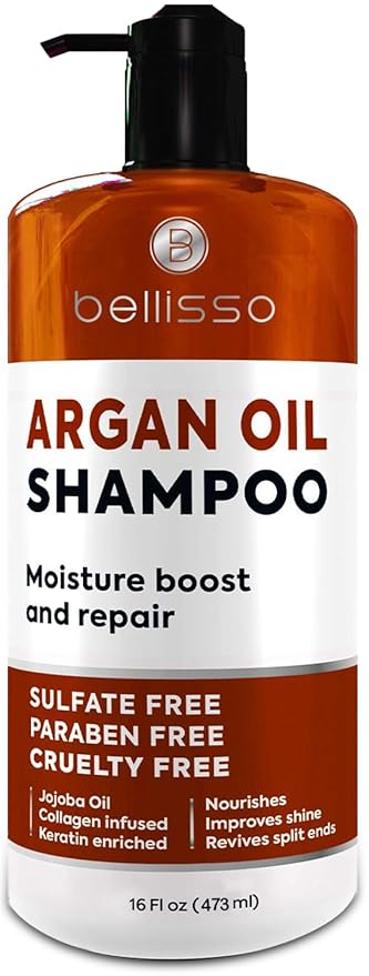 Argan Oil Shampoo - Sulfate Free with No Parabens - Moroccan Botanicals for Women and Men - Professional Moisturizing, Anti Frizz, Hydrating Solution for Dry, Wavy, Curly and Color Treated Hair