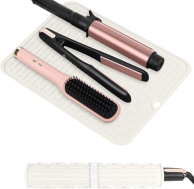 Oversize Silicone Heat Resistant Mat for Curling Irons, Flat Irons, Hair Straighteners and Hot Hair Styling Tools, Portable Hot Tools Cover Pad for Travel Vanity Salon(14.2" x 11.0")