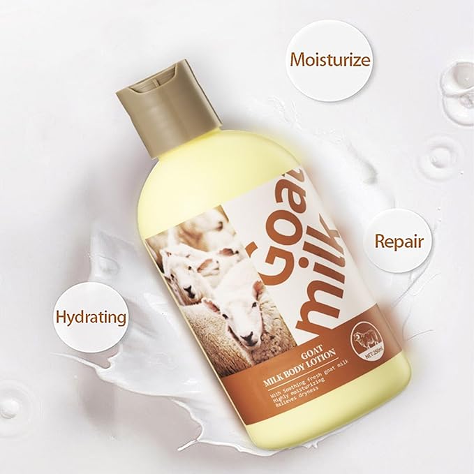 Body Butter - Goat Milk Lotion With Shea Butter, Intensely Hydrating & Softens Dry Skin, Nourishing Face, Body & Hand Moisturizer for Dry & Sensitive Skin, Hydrating Cream, Gentle Skincare 8.81 oz