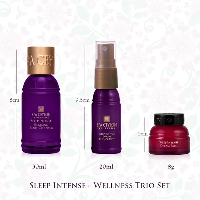 SPA CEYLON Sleep Intense Wellness Trio Set, Ayurvedic Pampering Set with Natural Ingredients, Shower Gel, Body Mist, Balm, Christmas gifts (150 g, Lavender, Ylang Ylang)