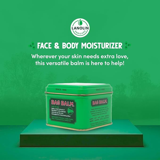 Bag Balm Vermont's Original Hand Moisturizer, Hand Balm for Dry Skin, Cracked Hands, Heels & Dry Hands Treatment, For Dogs and More Ointment, Lotion - 8oz Tin, 3 Pack