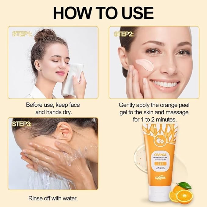 1Pcs Orange Exfoliating Gel Scrub for Face and Body Skin, Deep Cleansing Moisturizing Skin Exfoliator, Natural Orange Exfoliating Gel, Peeling Exfoliator
