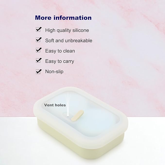 Leak Proof Travel Soap Case,Solid Shampoo Bar Holder, Silicone Soap Container with Draining Layer, Portable Bar Soap Holder for Bathroom, Camping, Gym, Easy to Clean (Off-White, Large)