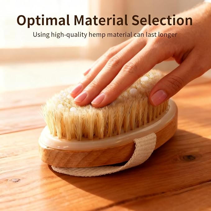 Dry Brushing Body Brush for Lymphatic Drainage-Vegan Dry Brush with Contoured Non-Slip Handle +Wood Therapy Massage Tools. Maderoterapia Kit, Gua Sha, Anti-Cellulite, Body Sculpting, Sensitive Skin