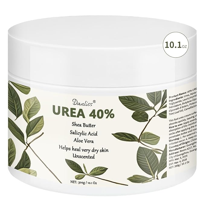 Urea Cream 40 Percent Unscented with Shea Butter Salicylic Acid for feet Maximum Strength for Dry Cracked Feet & Hands Dry Skin Repair Treatment Extra Care Body Deep Moisturizing Cream 10.1 Oz