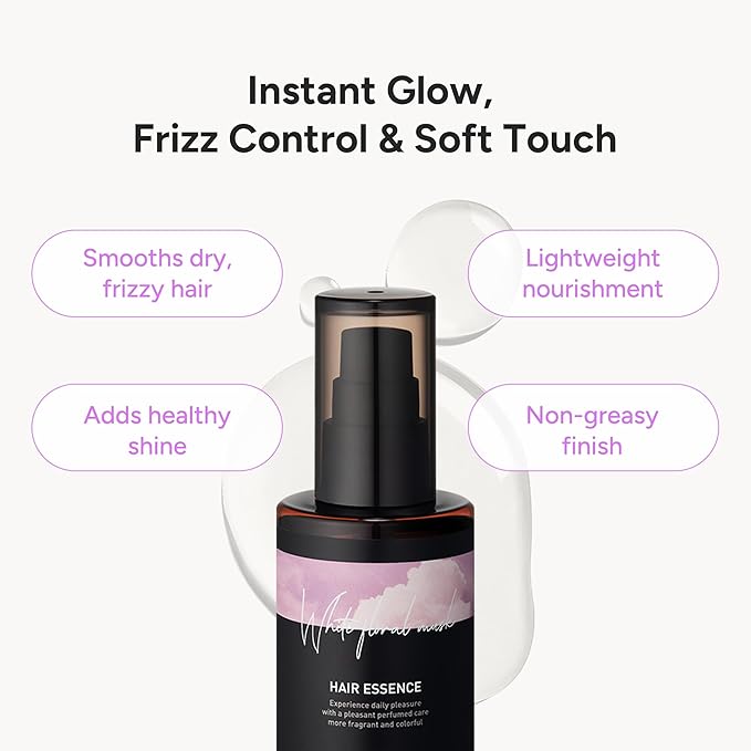 2-in-1 Korean Hair Perfume Oil & Serum with Moroccan Argan Oil & 12 Amino Acids for Dry, Damaged, Glass Hair Shine & Frizz-Control – Paraben & Alcohol-Free – White Floral Musk – 100ml / 3.38 fl oz