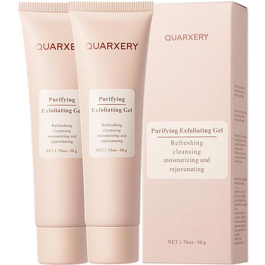 QUARXERY Purifying Exfoliating Gel for Face, 2Pcs Gentle Moisturizing Peeling Gel, Facial Exfoliator Cleanser Removes Dead Skin, Dust and Other impurities for Prevent Acne, with Niacinamide, Vitamin E