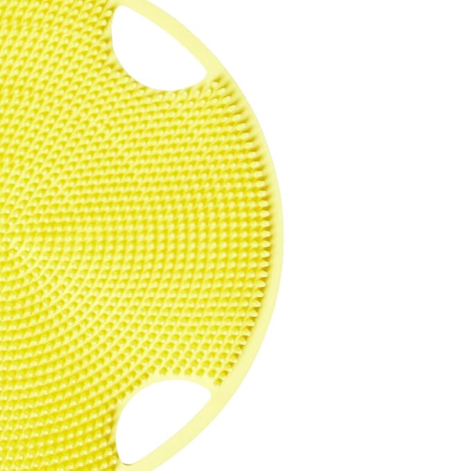 Boie USA Flat Body Scrubber - Soft Silicone-Like Exfoliating Shower Scrubber & Body Cleansing Brush - Stick-to-Wall Loofah Replacement - Body Exfoliator for All Skin Types (Yellow)