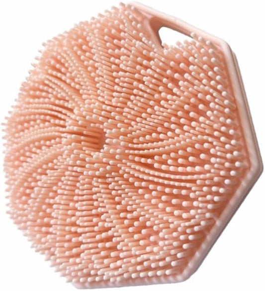 Silicone Body Scrubber Double-Sided Design，Silicone Loofah Double-Sided Body Brush，Women Men Shower Body Brush for Effective Exfoliation (Pink)