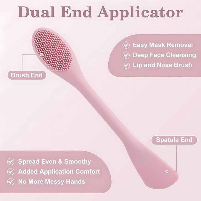 Silicone Facial Mask Applicator Face Masks Skincare Brush Facial Scrubber Double-Head Lotion Spatula Scoop for Makeup,Foundation,Cream,Lotion,Moisturizer,Gel,Peel,Mud Masks,Grey and Purple