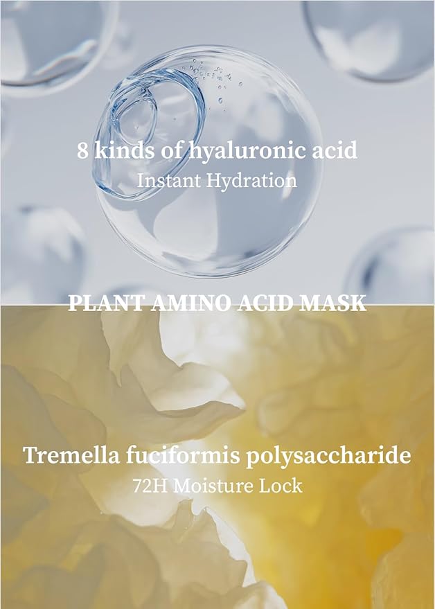 freemay Blue Moisture Ampoule Mask Deep Hydration with 8 Hyaluronic Acids & Phyto-Amino Acid Complex, Vegan Sheet Mask for Smoothing Fine Lines, Dry & Mature Skin, 10 Sheets