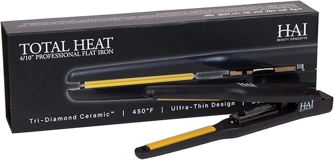 HAI Convertable Total Heat 4/10" in - Flat Iron with Tri-Diamond Ceramic Plates for Highly Textured Hair, 140°F to 450°F.