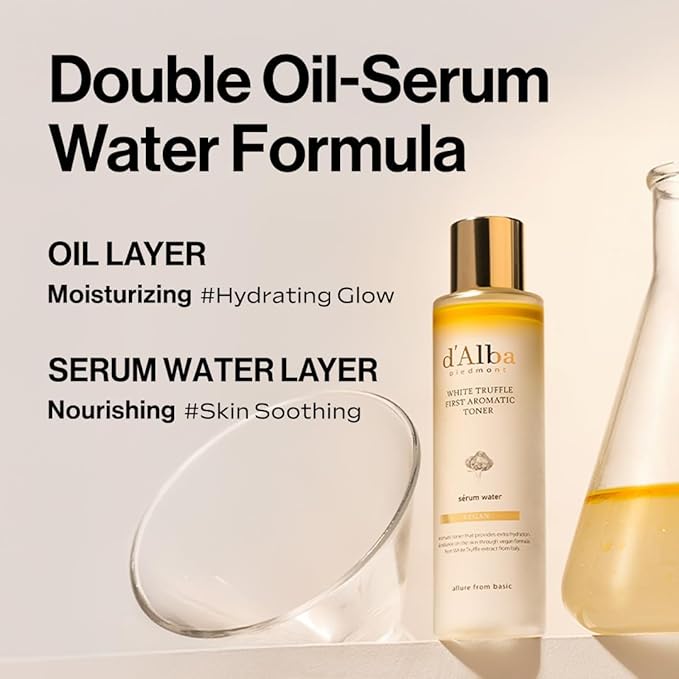 d’Alba Italian White Truffle First Aromatic Toner, Vegan Skincare, Gentle Hydrating Toner with White Truffles, Weakly Acidic, Skin Texture Enhancement, Surfactant Free (5.24 fl oz.)