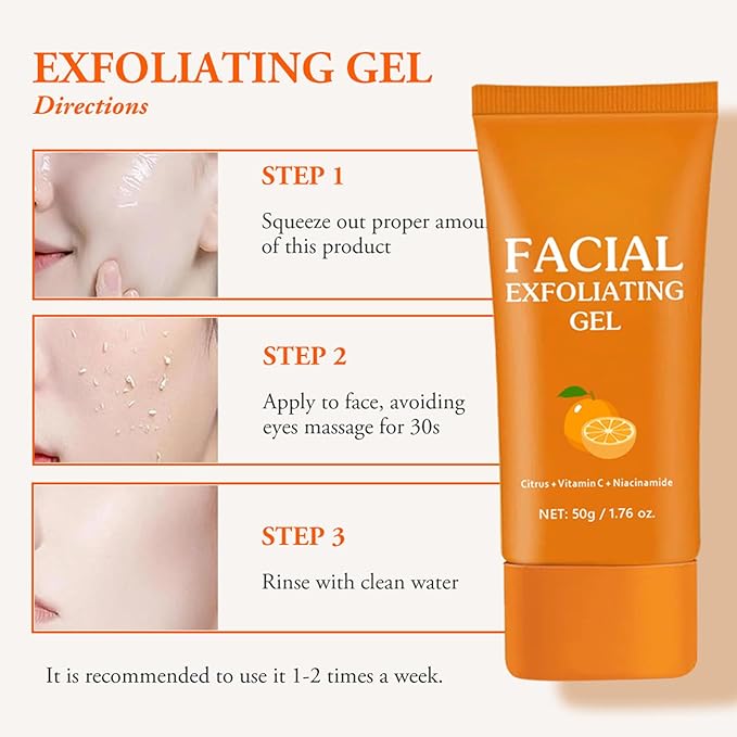 2PCS Orange Exfoliating Gel, Purifying Exfoliating Gel For Face And Body Skin, Facial Scrub Orange Enzyme GEL, Facial Exfoliator For Gentle & Hydrating, Cleansing And Rejuvenating
