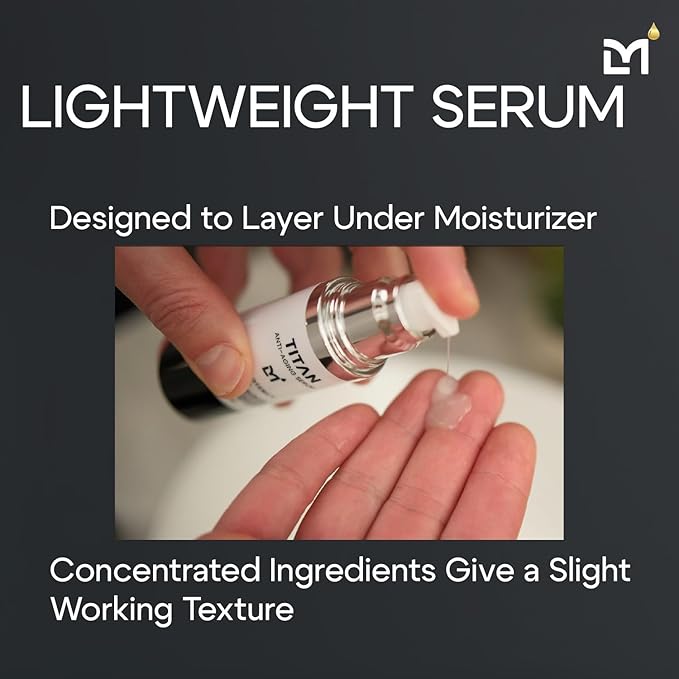 Titan Anti-Aging Face Serum for Men – Reduces Appearance of Fine Lines, Dark Spots & Wrinkles – Hydrates Dry and Rough Skin – 5% Niacinamide, Vitamin C, Hyaluronic Acid – Unscented, 1 Fl Oz