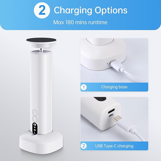 Electric Foot Callus Remover Rechargeable, 6 Speeds Adjustable USB Charging Foot Sander, Portable Electric Foot File Professional Foot Grinder for Dead Skin & Cracked Heel