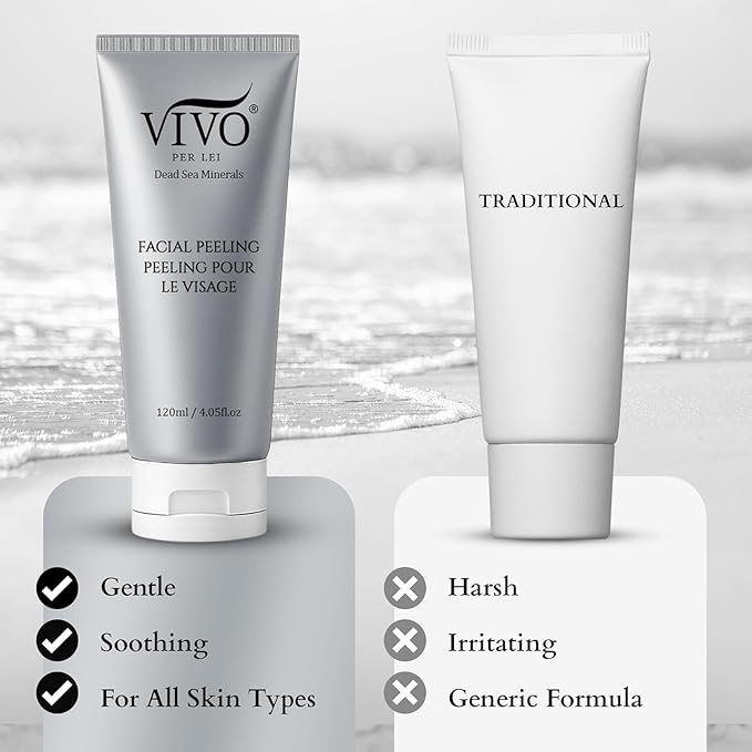 Vivo Per Lei Facial Peeling Gel - Helps Address Dead Skin Buildup - Gentle Exfoliating Gel for Rough, Dry, Sensitive or Mature Skin - Face and Body Scrub - Non Abrasive - 4.05 Fl. Oz. - Pack of 3