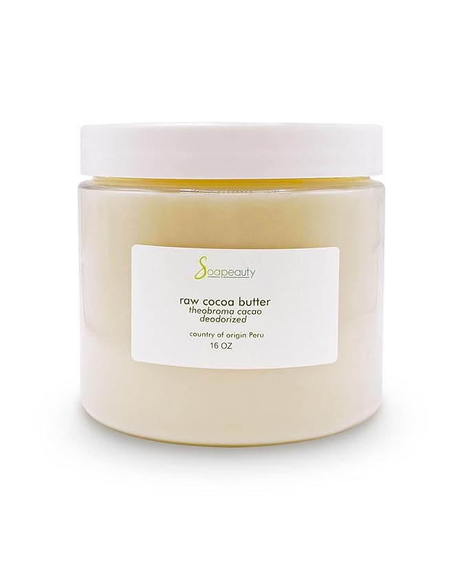 Soapeauty Cocoa Butter Raw Refined Deodorized 100% pure natural | Body, Hair & DIY Recipes, Lip Balms, Lotions, Creams, Stretch Marks | Non GMO, No Preservatives, Vegan | 16 oz/1 Pound
