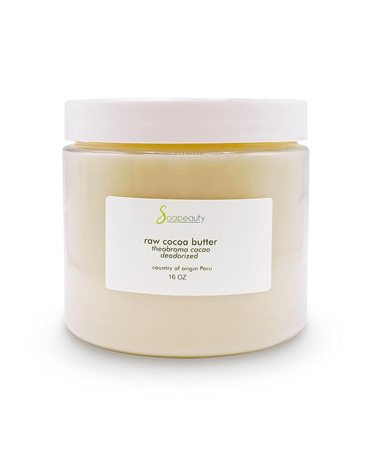 Soapeauty Cocoa Butter Raw Refined Deodorized 100% pure natural | Body, Hair & DIY Recipes, Lip Balms, Lotions, Creams, Stretch Marks | Non GMO, No Preservatives, Vegan | 16 oz/1 Pound