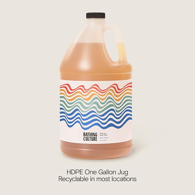 Bathing Culture, Organic Mind + Body Wash, Natural, Biodegradable, Sustainable, Vegan Personal Care, All Natural Organic Body Wash for Women and Men, 1 Gallon, Break Water Scent, Holiday Gift Idea